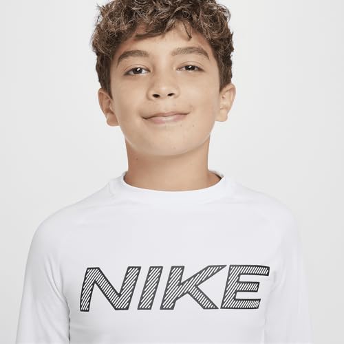Nike Pro Warm Big Kids' (Boys') Dri-FIT Long-Sleeve Training Top (White/Black, HF4362-100)3