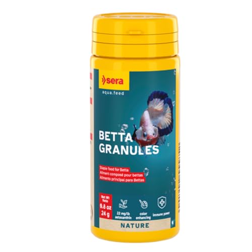 Sera Betta Granules 50 ml 0.8 oz (24 g) | Betta Fish Food with Insect Meal, Astaxanthin & Prebiotics | Soft Slow-Sinking Pellets | Beta Fish Foods & Guppy Food Alternative | Beta Flakes