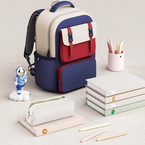Image of SenseYo Cute Pencil Case Bag with Smooth Zipper Small Canvas Pen Pouch Storage Organizer for Stationery Cosmetics Electronics Classroom Office Travel (Beige)