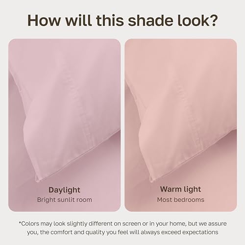 Image of California Design Den 100% Organic Cotton Fitted Sheet Full, Pink | GOTS Certified, Crisp & Airy Percale, 15 inch Deep Pocket, All-around Elastic, No-Pop Fit, Durable, Easy Care, Backed by GH Seal