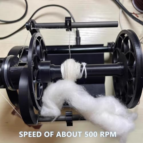 Elektryczne koło spinningowe do spinningu światłowodowego DIY Studio - Bezstopniowa prędkość 12V Mini spinningowa wełna koła z 3 małymi szpulami, 800RPM / min - maszyny do nawijania przędzy, czarny