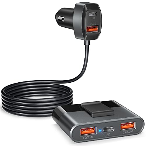 Nulaxy Usb C Car Charger, 5 Multi Ports Adapter Car Charger With 3 Quick Charge 3.0 Port, 76W Cigarette Lighter Usb Charger For Back Seat Charging, Compatible With Smartphones And Tablets Charging #TOP26