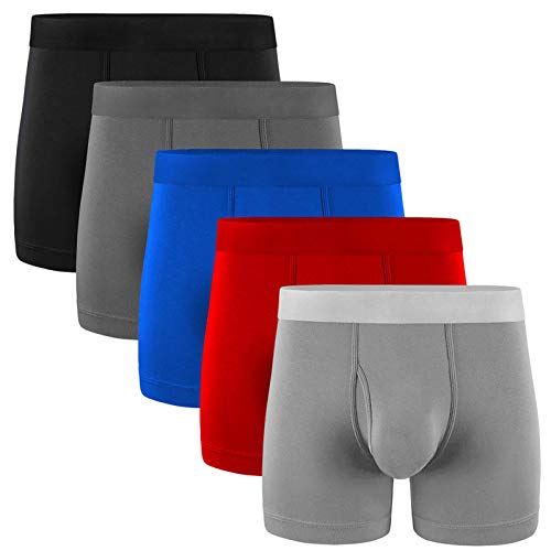 5Mayi Mens Boxer Briefs Cotton Mens Underwear Boxer Briefs Pack of 5 With Open Fly XL