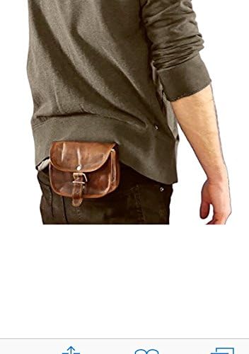Miniatura 3 de Bolsa de cuero para cinturón de ocio vintage fin de semana práctica fiesta festival hecho a mano marrón pequeño unisex bolsa de mensajero para