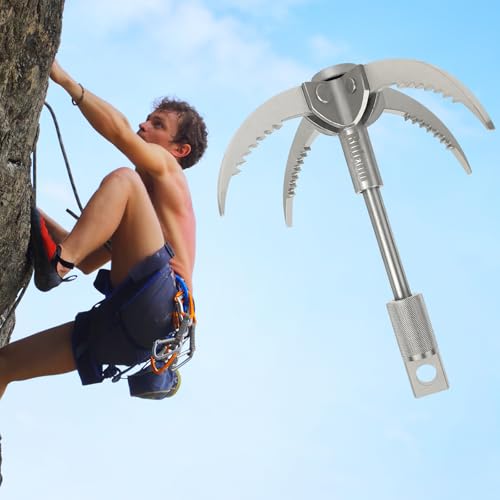 Image of Grappling Hook Folding Claw Multifunctional Stainless Steel Hook for Outdoor Camping Hiking Tree Rock Mountain Climbing