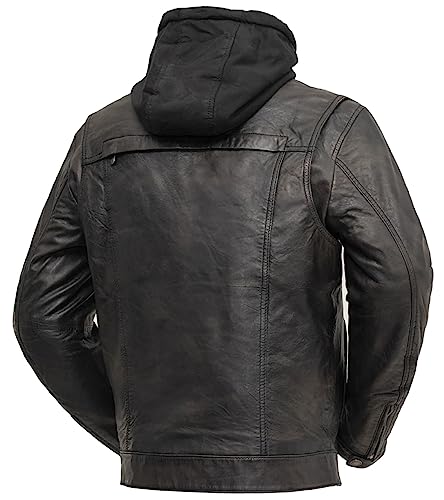 First Mfg Co - Vendetta - Men's Motorcycle Biker Riding Black Olive Leather Jacket2