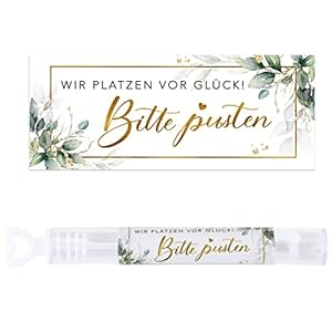 100 Stück Aufkleber für Hochzeit Seifenblasen, WIR PLATZEN VOR GLÜCK！Bitte pusten“, Wasserdicht Seifenblasen Hochzeit Aufkleber, Selbstklebend Seifenblasenaufkleber, Seifenblasen Sticker