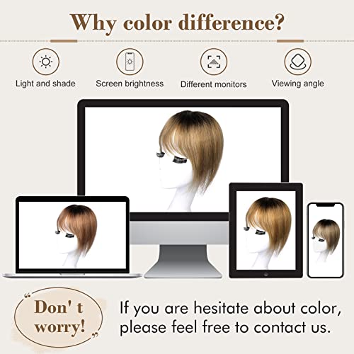 Reecho Hair Toppers For Women Real Human Hair, Hair Toppers With Bangs, Topper Hair Pieces For Women With Thinning Hair, Clip In Hair Topper Top Hair Extensions 10 Inch - Medium Brown #TOP7