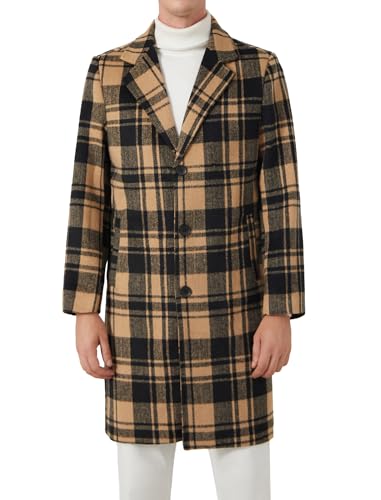 INVACHI Men's Casual Trench Coat Single Breasted Notch Lapel Plain Office Overcoat with Pockets4