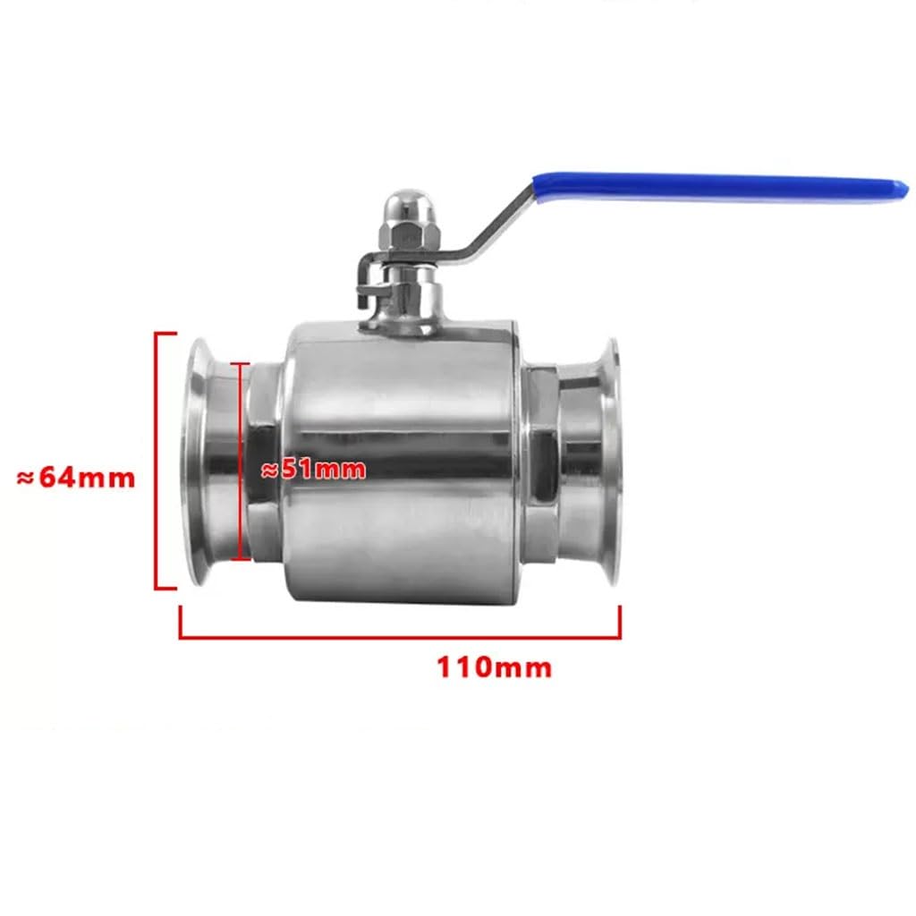 valvola a sfera, valvola a sfera in acciaio inox, 1 Pz 3/4 "1" 1-1/4 "1-1/2" 1-3/4 "2" Valvola a sfera sanitaria in acciaio inossidabile 19mm-51mm Tri Morsetto 50.5mm 64mm Valvola a sfera con ghiera(5