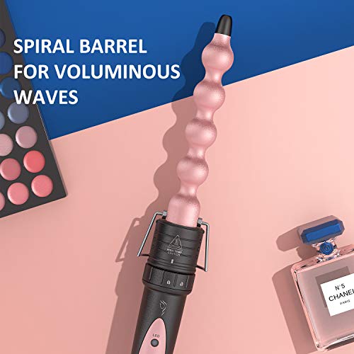 ATMOKO 5 in 1 Curling wand set,Wand Curling Iron Set with 5 pcs Interchangeable Curling Wand Ceramic Barrels, Pro Hair Wand for Beach Loose Wavy with Heat Resistant Glove and Hairpin
