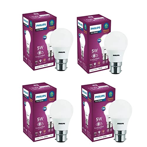 PHILIPS Ace Saver 5-watt B22D LED Bulb - Crystal White - Pack of 4
