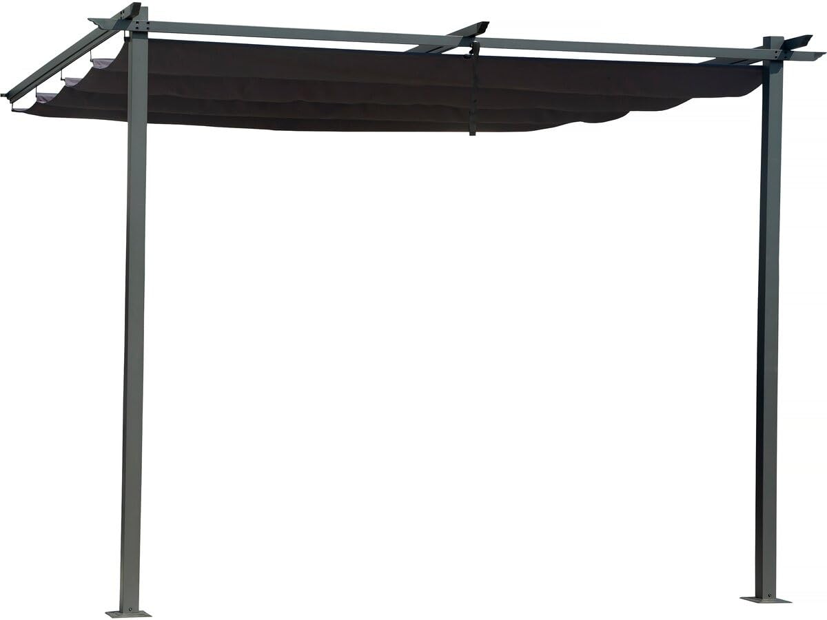 Pergola adossée avec Toit rétractable - 3 x 3 m - Gris Anthracite