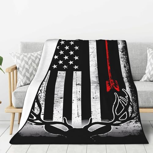 Bulcli Bow Deer Hunting Flag Flannel Throw 40"x30