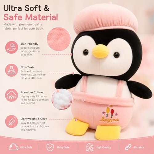 Image of Cute Penguin Soft Toy for Kids 30 cm | Ultra Soft Plush Stuffed Animal Teddy | Hugging Pillow Doll for Boys & Girls | Birthday Gift, Home Decor & Sleeping Companion (Pink)