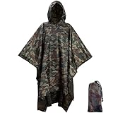 BALIGO 3-in-1 Mehrzweck Regenponcho Wasserdicht, Leicht & Schnell Trocknend, Poncho Herren & Damen, Camouflage Regenjacke, Tarnzelt, Tarnanzug, Regencape mit Kapuze für Wandern Camping Angeln Jagd