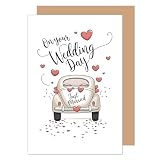 Edition Seidel Premium Glückwunschkarte zur Hochzeit mit Umschlag. Hochzeitskarte Grußkarte Vermählung Just Married Wedding Day Brautpaar Herz Liebe Oldtimer (H496 SW025)