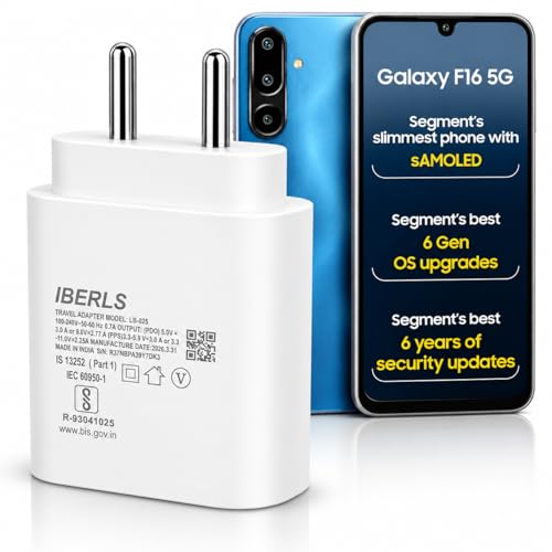 Image of 25W Pd 3A Type-C Super Fast Charging Adapter Compatible with Galaxy F06 /F70e /F07 /F17 /F36 /F56 /F16 /F15 /F05 /F55 /F13 /Tablet /Galaxy Watch- Charge Your Device with 25 Watt USB C Fast Charger- White