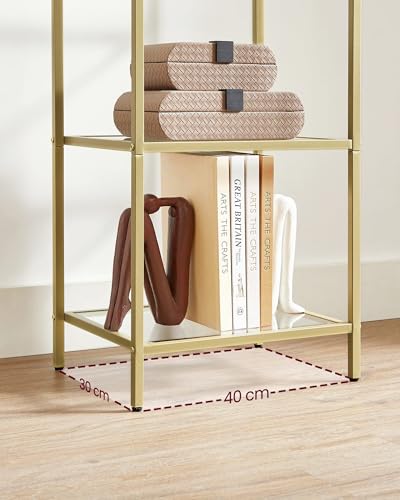 Miniatura 5 de Vasagle Estantería De Cristal De 5 Niveles, Librería, Expositor, Cristal Templado, Fácil De Montar, Para Baño, Salón, Dormitorio, Oficina, Dorado Lgt029a01