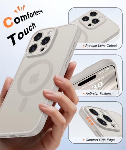 Image of FNTCASE for iPhone 16 Pro-Max Case: Translucent Off White Fit for MagSafe