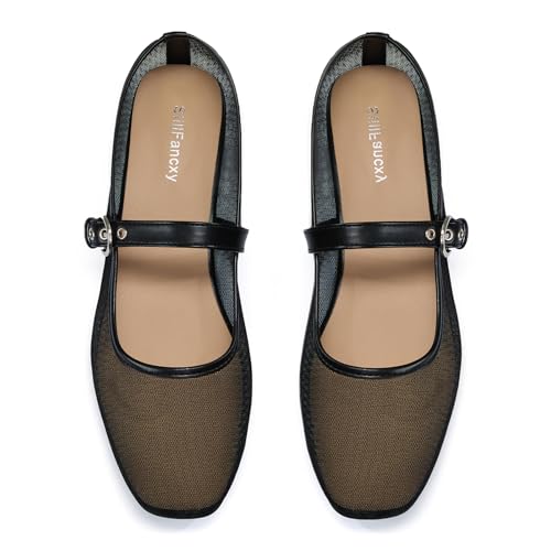 Image of Leopard Flats for Women Mesh Ballet Flats Mary Jane Animal Print Shoes Slip On Casual Breathable Ballerina Flats