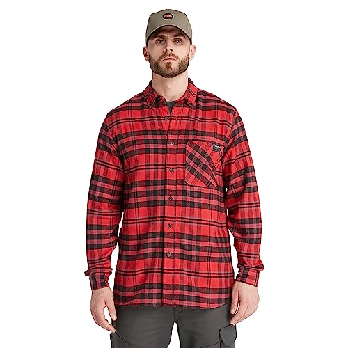 Timberland PRO Men's Woodfort Mid-Weight Flannel Shirt 2.0, Chili Pepper YD, Small