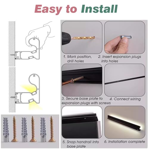 Rampe d'escalier avec profilé LED pour sécuriser et illuminer les grands passages