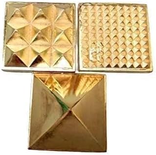 Hijet Metal Brass Golden Plated Pyramid Vastu Yantra Set of 3 Home Decor for Pooja, Antique Items God Prayer
