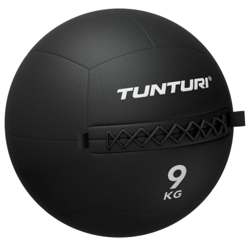 Tunturi Platinum Wall Ball - 9kg - Negro - incl. aplicación gratuita de fitness