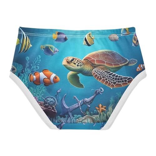 Girls Underwear Toddlers 2t Cotton Cute Panties Girl Animals Briefs Underpants Vibrant Underwater Sea Turtle2