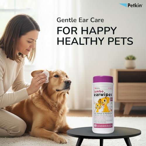 Image of Petkin Jumbo Ear Wipes, 80-Count | Jumbo Ear Cleaning Wipes