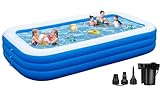Inflatable Pool with Pump, Extra Large 130'' x 72'' x 22'' Blow Up Pool, Thickened Design Above Ground Swimming Pool for Family, Backyard, Garden, Lawn
