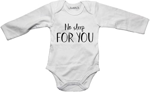 No Sleep For You - Baby Grow White Long Sleeve