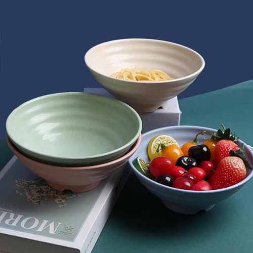 Image of Wheat Straw Salad Bowls Set (900ml) - Large Microwave Safe, Unbreakable & Stackable Bowls for Salad, Pasta, Soup, Ramen - BPA-Free, Eco-Friendly, Lightweight Serving Bowls for Kitchen (6, Multi)