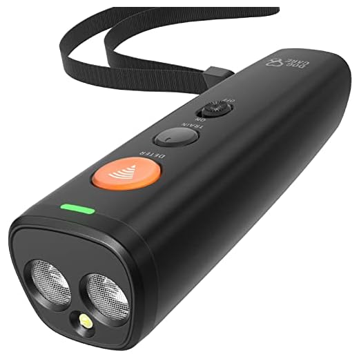 DOG CARE Dog Barking Control Device Dual Speakers 2-in-1 Ultrasonic Dog Training and Anti Barking Device, Rechargeable Dog Deterrent Device LED Strobe Light 25ft Range Portable Indoor Outdoor