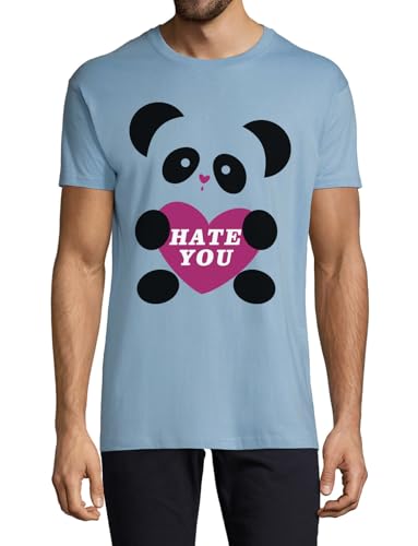 T-shirt panda humour col rond homme bleu clair t-shirt coton mignon
