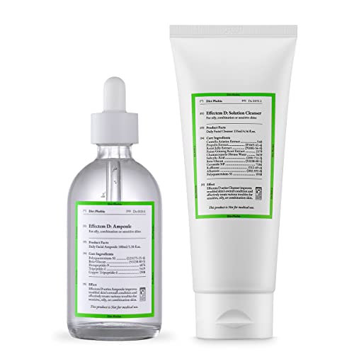 Dirt Phobia Effectem D Ampoule Serum & Facial Cleanser Set – Sebum and Pore Care, Rapidly calm and soothe sensitivity, For oily, troubled and combination skin.