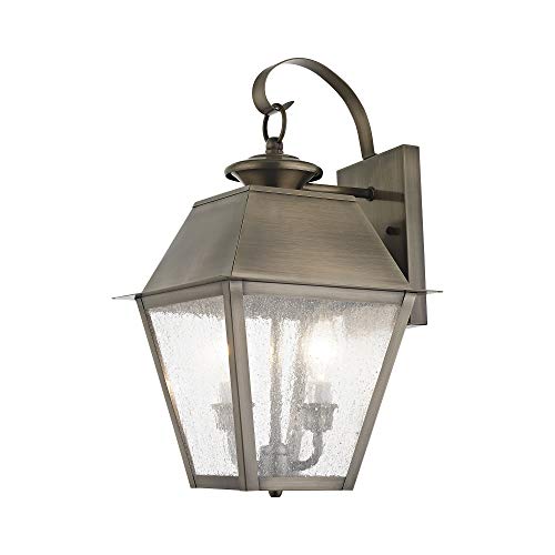 Livex Lighting 2165-29 Transitional Three Light Outdoor Wall Lantern from Mansfield Collection in Pwt, Nckl, B/S, Slvr. Finish, Vintage Pewter