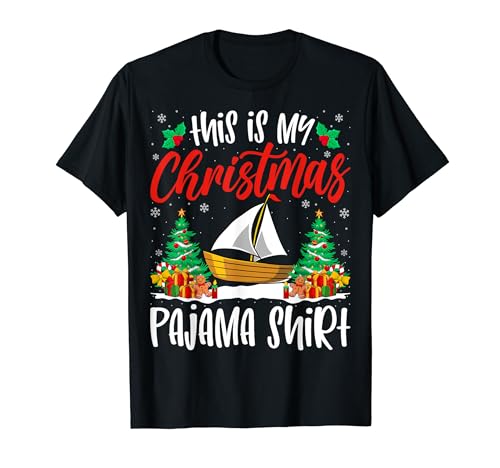 Sailing Xmas Pajama Shirt Sailboat Sailor Christmas Holiday Camiseta