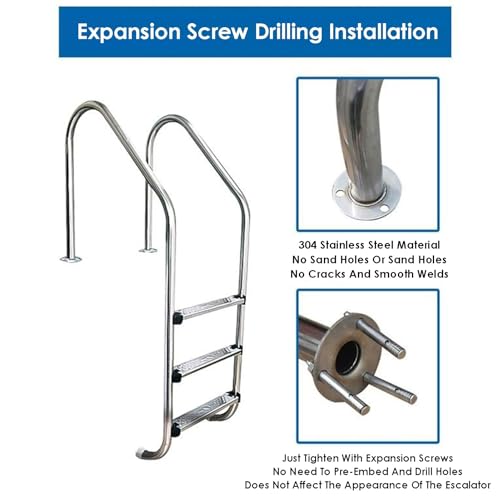 Escalera para piscina de acero inoxidable 2 peldaños miniatura 3