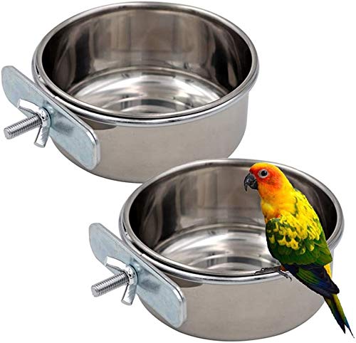 The DDS Store 2 Pack Bird Feeding Dish Cups, Parrot Food Bowl Clamp Holder - Stainless Steel Coop Cup, Bird Cage Water Bowl for Parakeet African Greys Conure Cockatiels Lovebird Budgie Chinchilla (B08HM7WD6P) Amazon Price History, Amazon Price Tracker