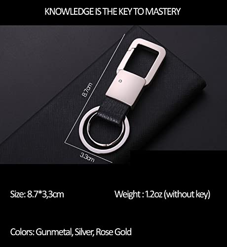 Zobo Carabiner Key Ring Clip Leather, Key Holder, Car Keychain Clip For Men And Women (Gunmetal) #TOP2