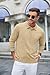 COOFANDY Knitted Long Sleeve Polo Men Banded Bottom Collared Sweaters Vintage Polo Sweater 2024 Winter Fashion Polo Khaki