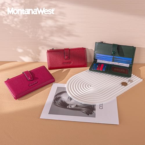 Image of Montana West Wallet Women RFID Blocking Wallets, Card Cases & Money Organizers Wallets with Zipper Coin Pocket, 3 Hot Pink, 7.8 inch * 4.8 inch * 1.5 inch, Vintage