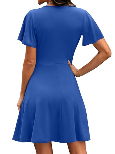 Image of RUMIA Women Casual Dresses Wrap V Neck Dress A-Line Summer Sundress Fashion