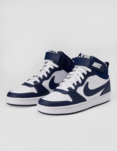 Image of Nike Court Borough Mid 2 (GS), Unisex-Adult Trainers, White White Blue Void Signal Blue, 38.5 EU