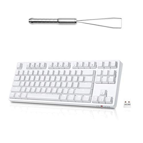 VELOCIFIRE TKL02WS White Mechanical Keyboard with Sliver 3 in 1 Keycap Puller