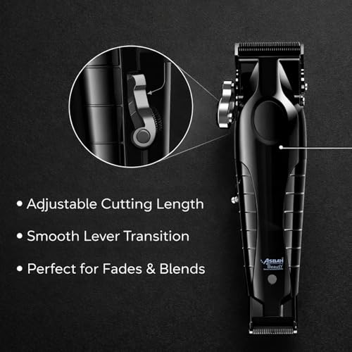 Image of ASBAH Professional X-Pro Hair Clipper - High Efficiency, 8 Guide Combs, Super Torque, Carbon-Treated Precision Blades, Adjustable Lever, Lithium Battery, One-Year Warranty, Lifetime Service