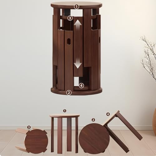 Juego de 4 taburetes apilables de madera, taburetes apilables 4 en 1 con reposapiés, asientos multifuncionales para el hogar, cocina, dormitorio, comedor, bar, sin montaje, soporta 220 libras (color