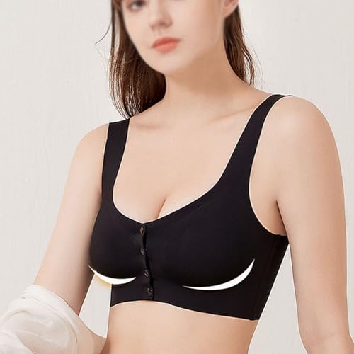 Biustonosze Damskie Zapinane Z Przodu,Push Up Bez Fiszbin,ZapewniająCe Komfort Podczas Snu,Damskie MięKkie,W Regularnych I DużYch Rozmiarach,Na Co Dzień(3XL,Pink)